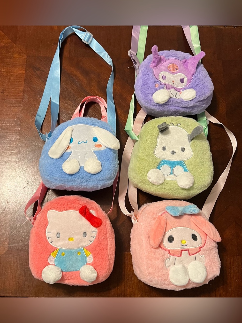 Sanrio Plush Character 7” Mini Crossbody Bags set of 5